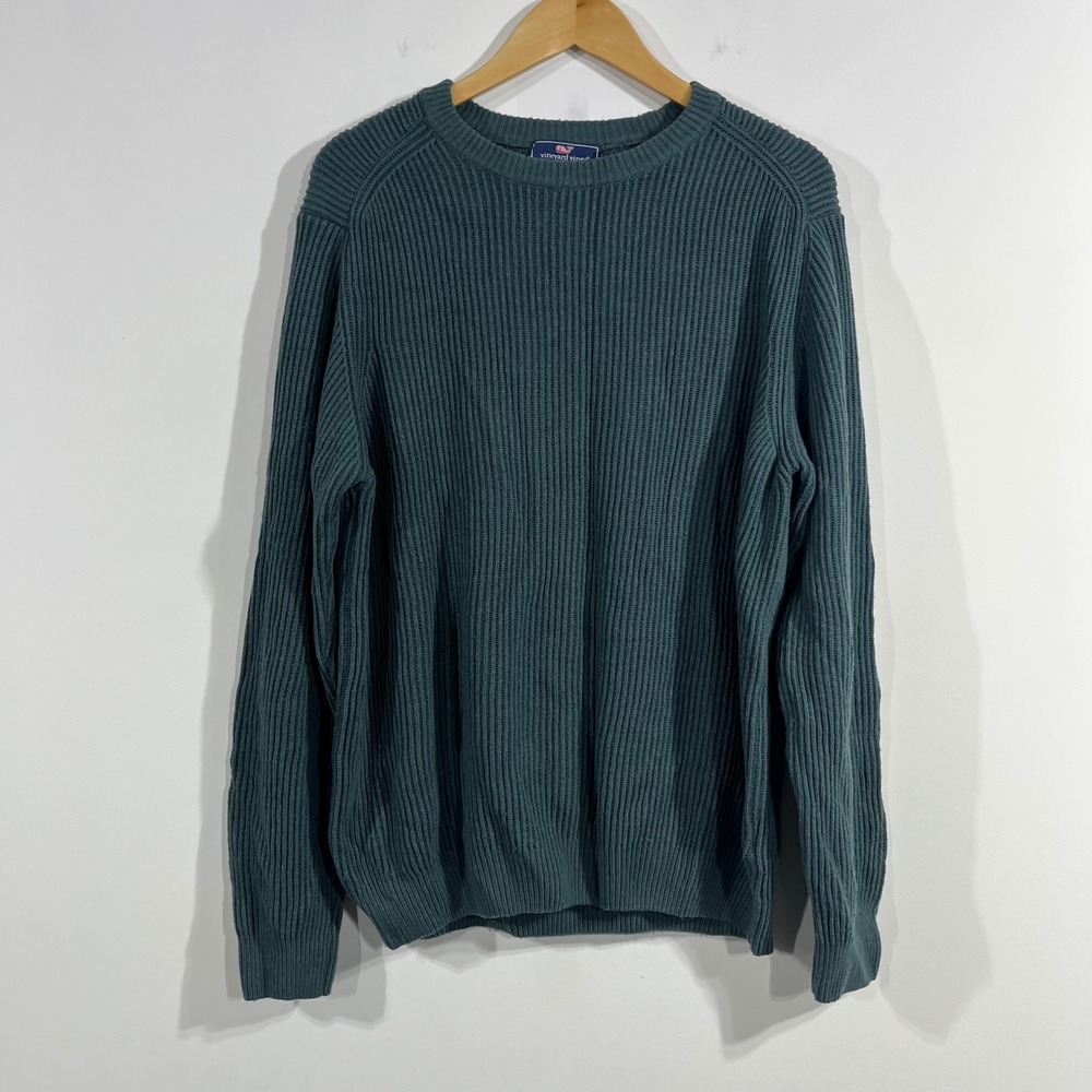 Vineyard Vines Fisherman Granola Wool Cashmere Ribbed Crewneck Sweater Size Larg